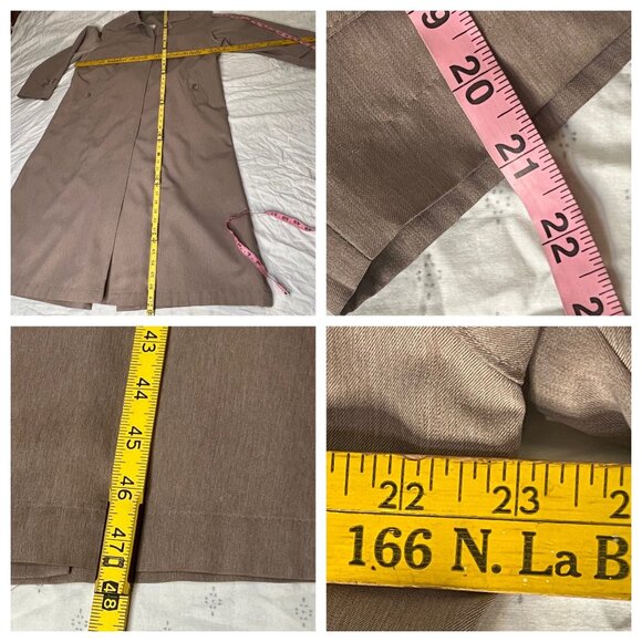 VTG Talbots Petites 10P Long Trench Coat Beige Pockets Button Style Sophisticate - Picture 11 of 16